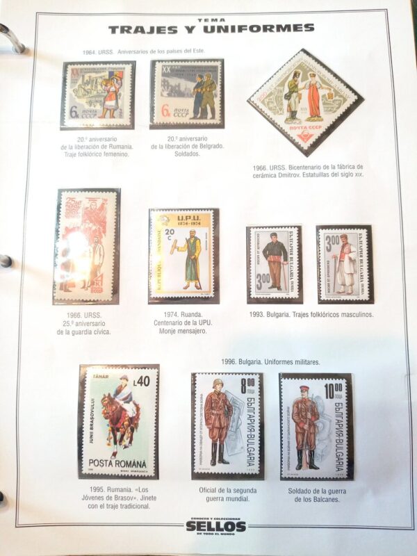 estampillas trajes uniformes sellos coleccion album carpeta stamps filatelia philatelist philatelic