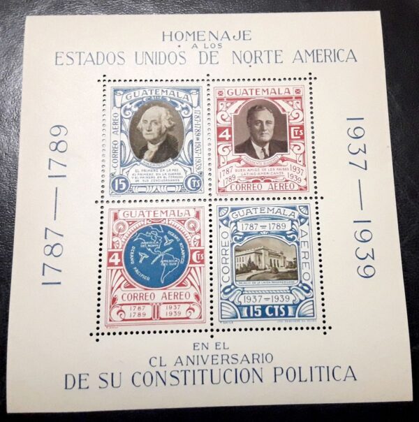 Homenaje a los Estados Unidos de Norte América en el Aniversario de su Constitución Política stamps filatelia filatelico philatelist