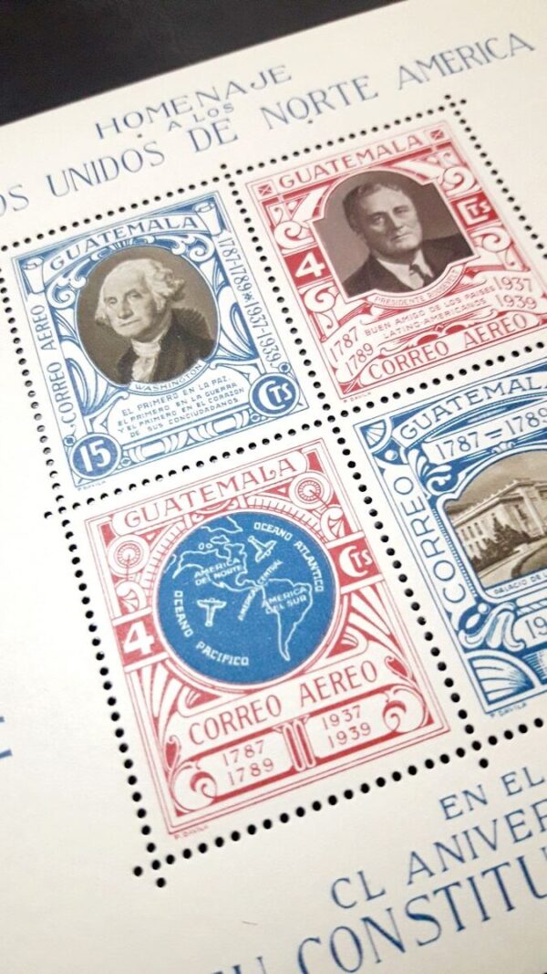 Homenaje a los Estados Unidos de Norte América en el Aniversario de su Constitución Política stamps filatelia filatelico philatelist