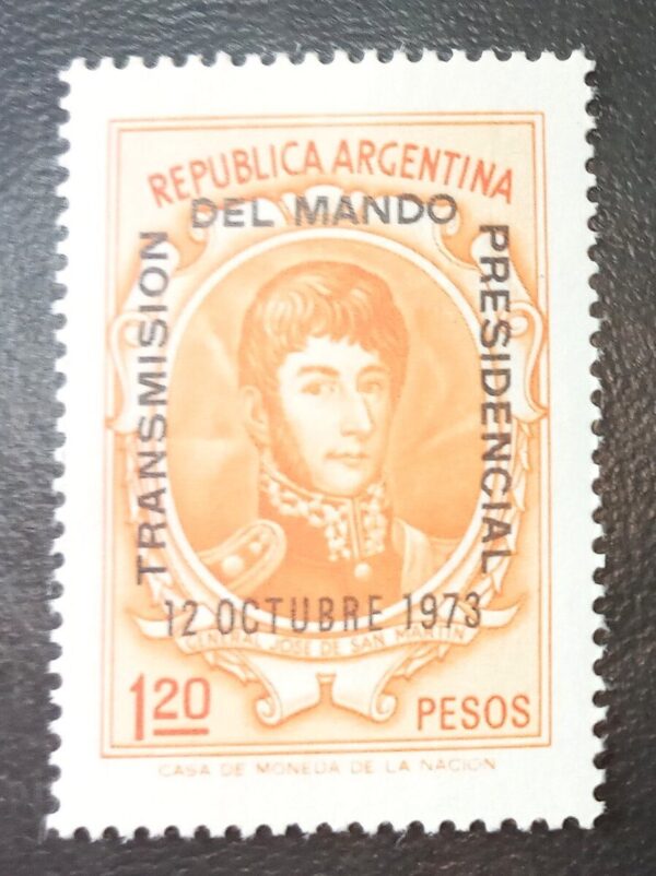 Estampilla Argentina 1973 San Martin Transmisión del Mando Presidencial