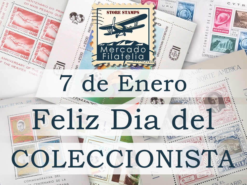 dia del coleccionista 7 de enero filatelia estampillas sellos
