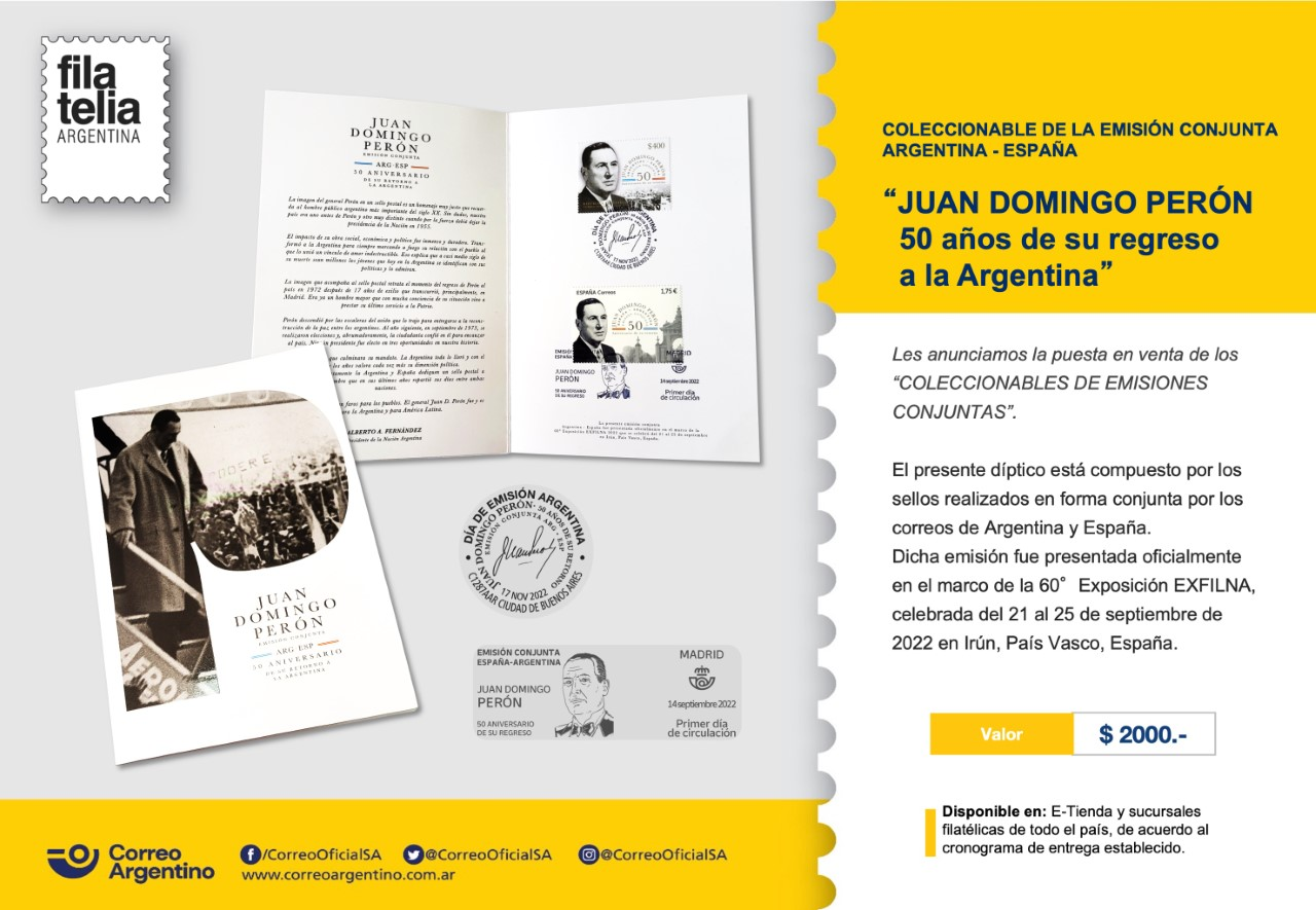 Filatelia Argentina Juan Domingo Peron Correo Argentino