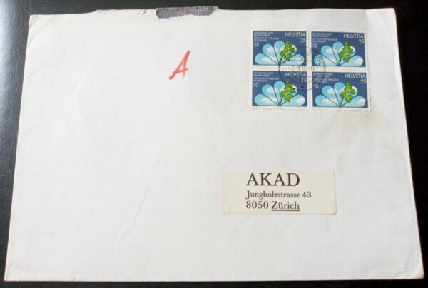 sobres suiza helvetia cuadrito sobre 1988 estampillas sellos stamps
