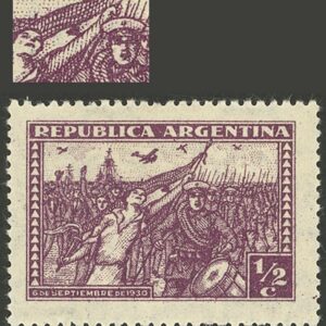 Revolución 6 de Septiembre de 1930 variedad Sol en la Bandera filatelia argentina error stamps
