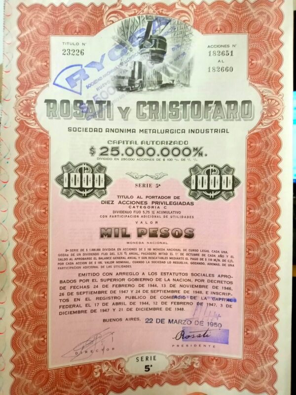 BONOS ACCIONES ANTIGUAS NUMISMATICA ARGENTINA